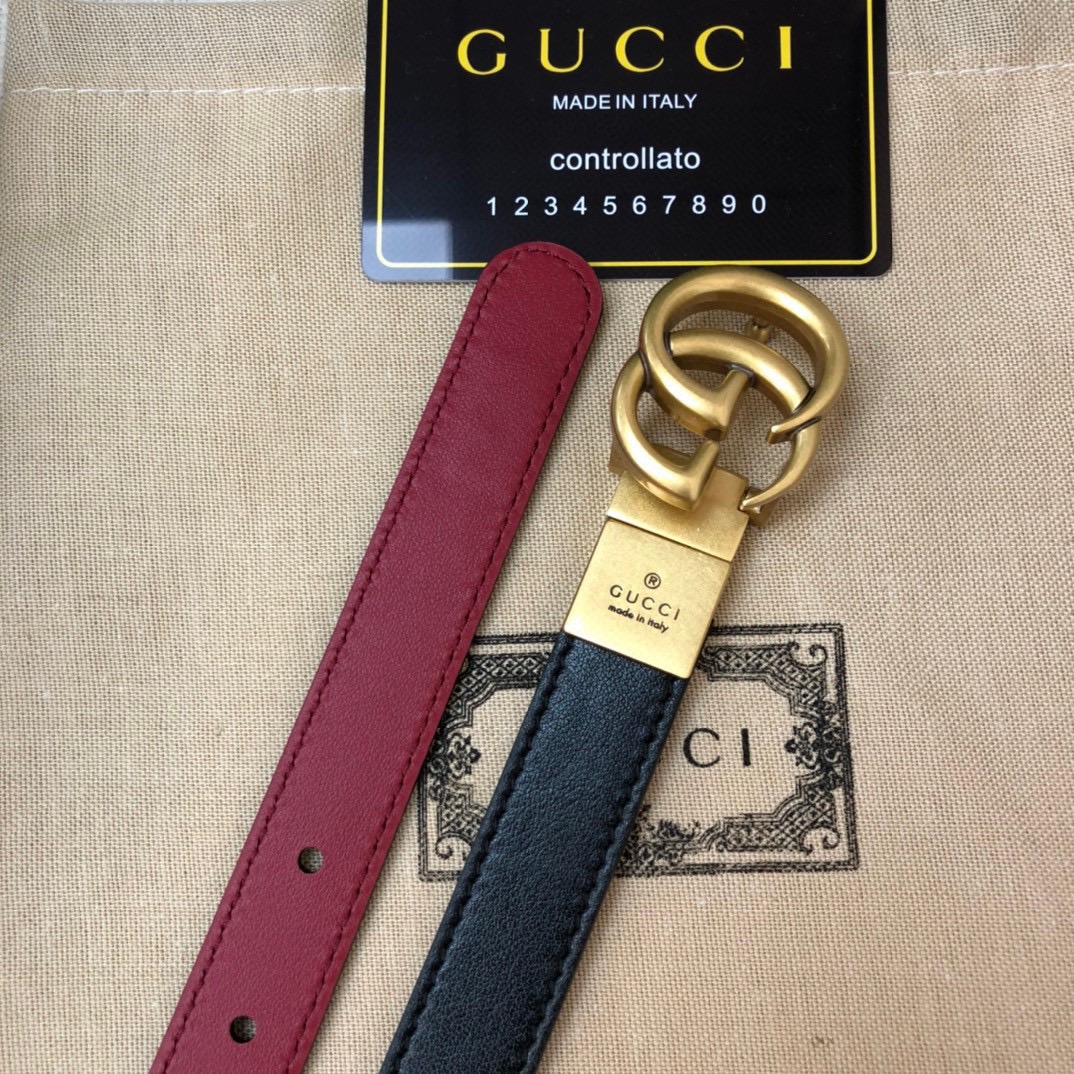 🔆Gucci 古奇原版品质 ✨ 头层双面小牛皮20mm 搭配经典cc旋转古金扣 简单大方 时尚潮流
