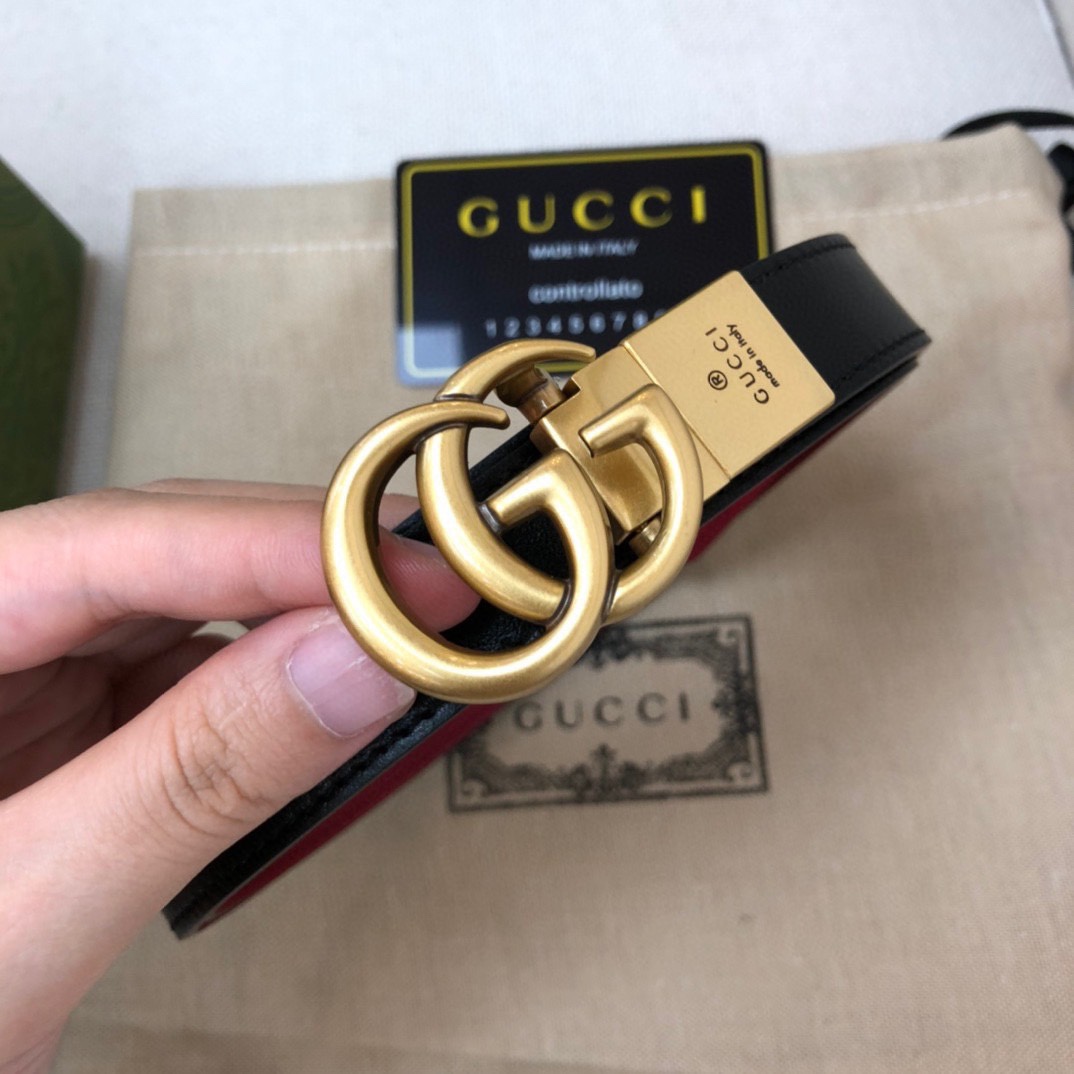 🔆Gucci 古奇原版品质 ✨ 头层双面小牛皮20mm 搭配经典cc旋转古金扣 简单大方 时尚潮流