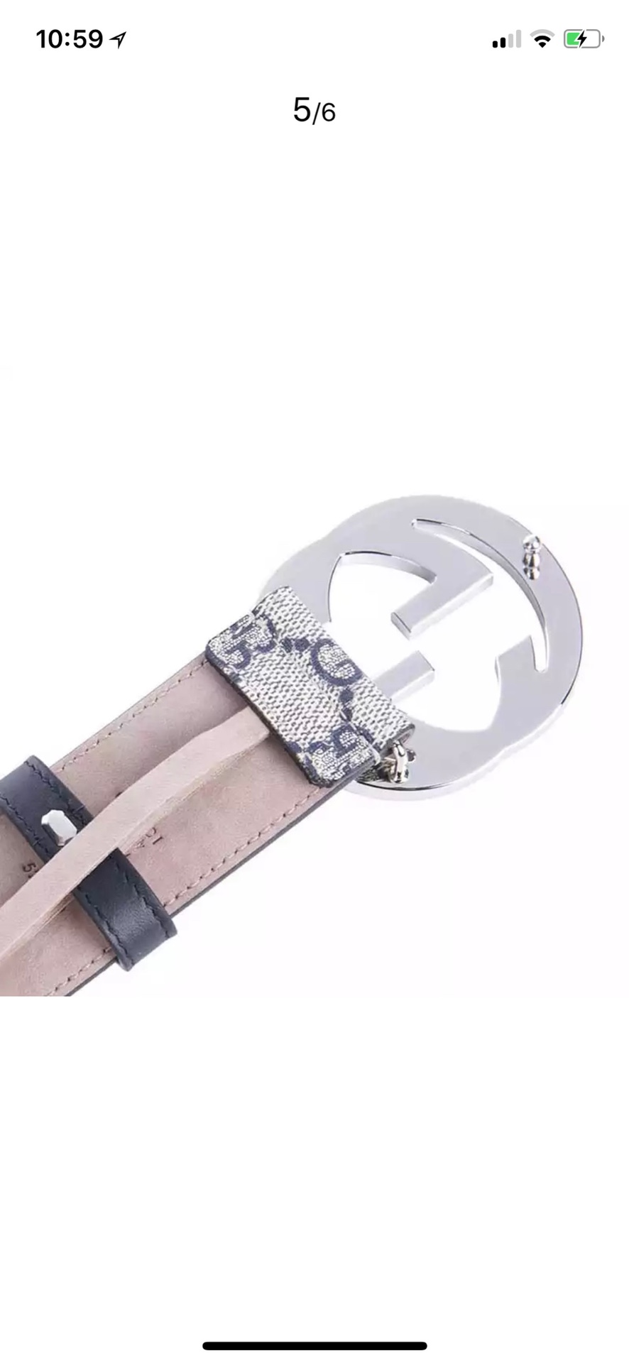 GUCCI古驰奢侈品男款双G带扣经典印花腰带皮带  KGDHN 蓝色