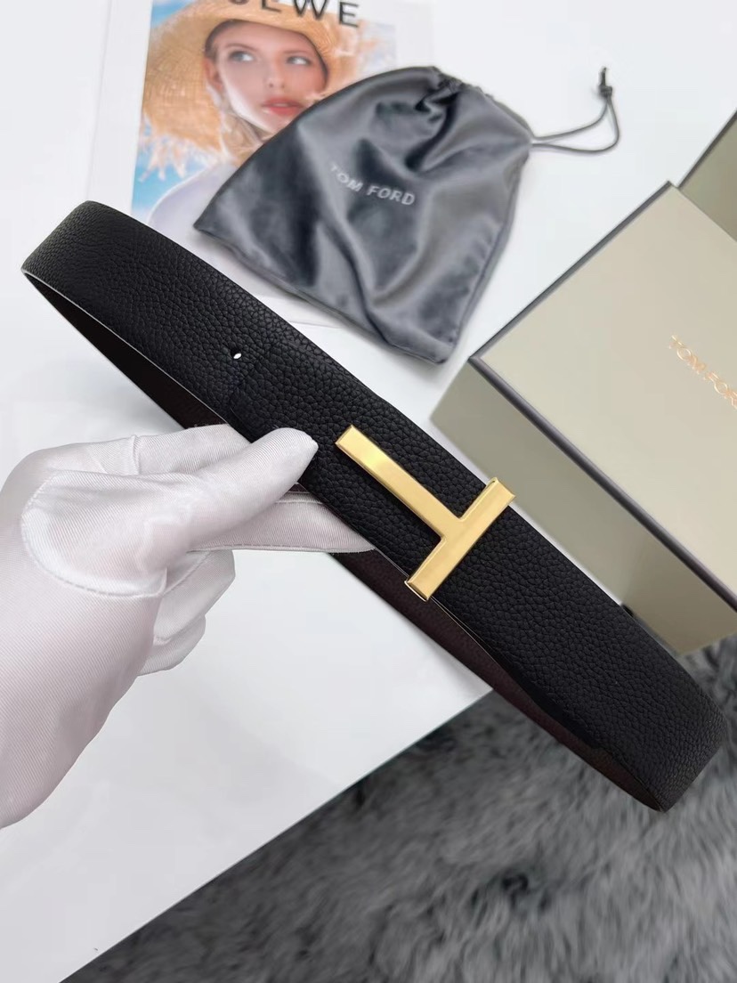 P TOM FORD 汤姆福特 nfc防伪验证 美国高端品牌，扣头纯钢打造，双面TOGO荔枝纹小牛皮制作