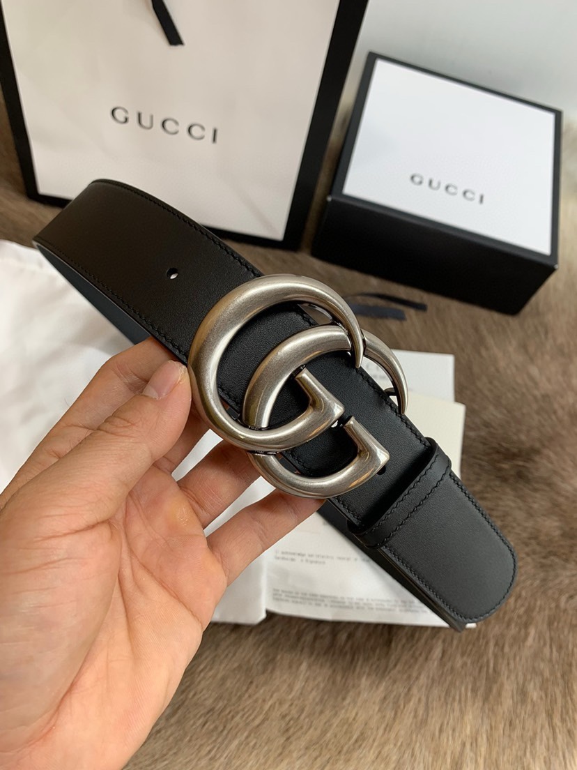 Gucci 双G专柜货 4.0cm 正版开模 贸易公司货出口意大利 百分百意大利原厂小牛皮 皮质细腻带原