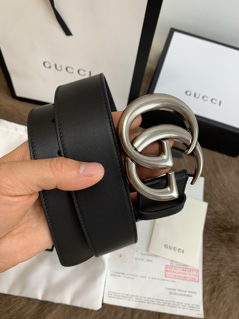 Gucci 双G专柜货 4.0cm 正版开模 贸易公司货出口意大利 百分百意大利原厂小牛皮 皮质细腻带原
