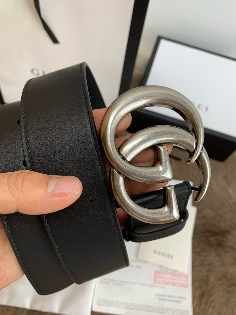 Gucci 双G专柜货 4.0cm 正版开模 贸易公司货出口意大利 百分百意大利原厂小牛皮 皮质细腻带原