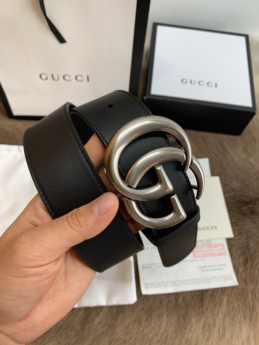 Gucci 双G专柜货 4.0cm 正版开模 贸易公司货出口意大利 百分百意大利原厂小牛皮 皮质细腻带原