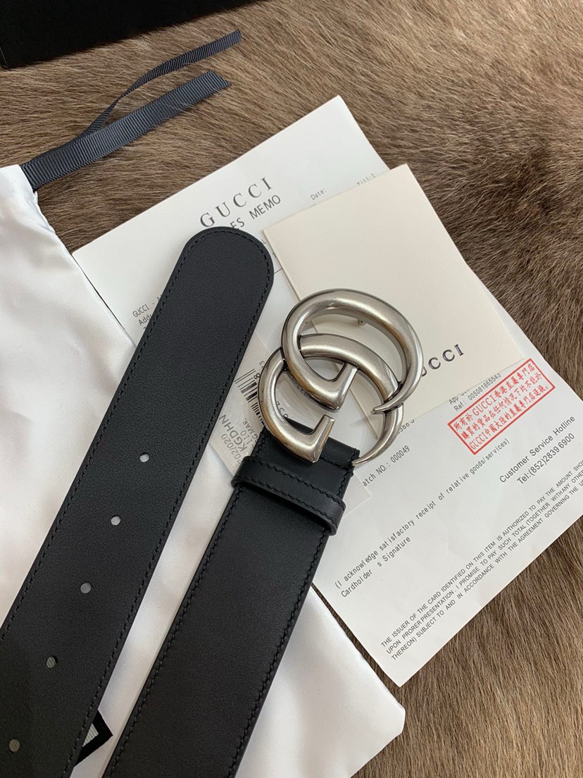 Gucci 双G专柜货 4.0cm 正版开模 贸易公司货出口意大利 百分百意大利原厂小牛皮 皮质细腻带原