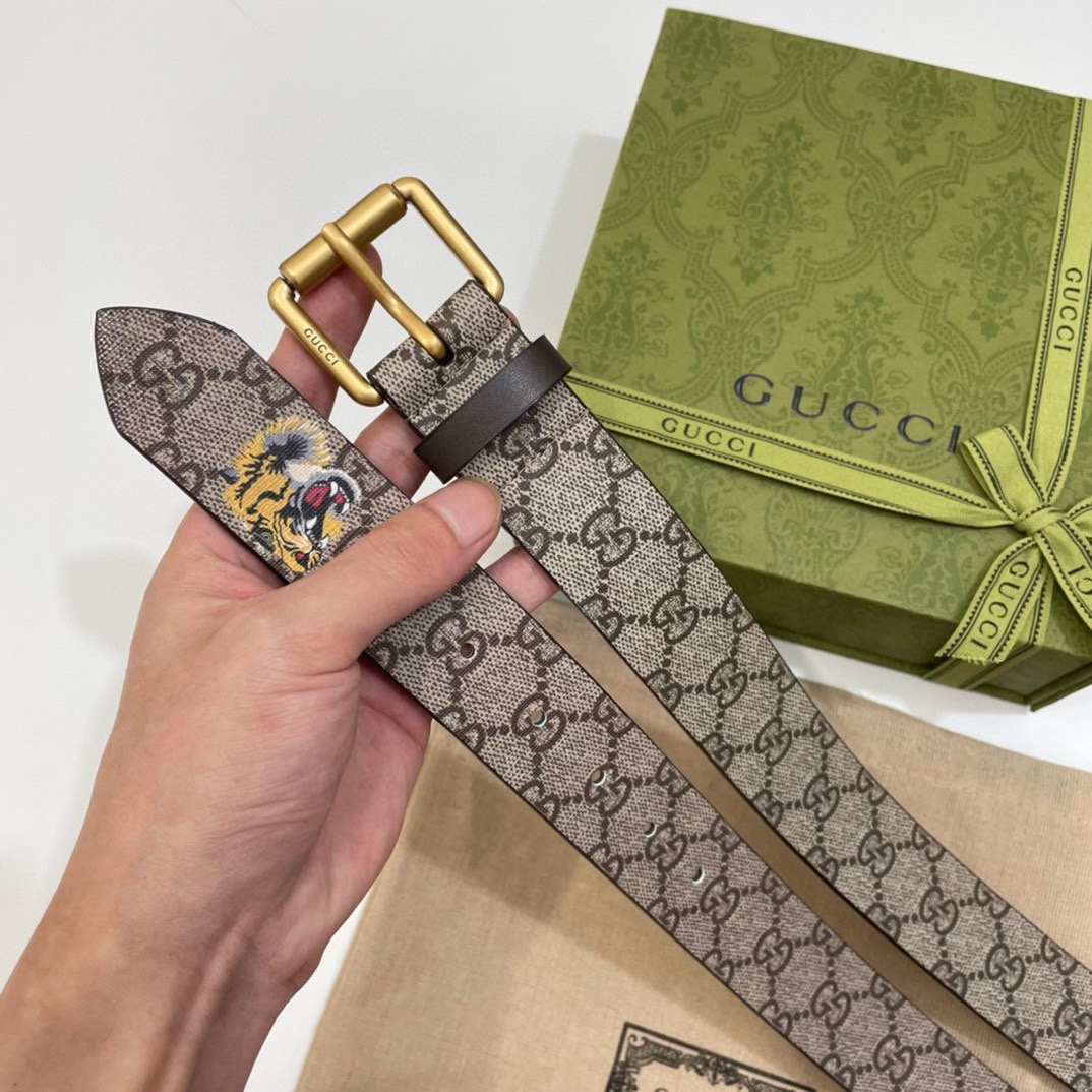 Gucci  老虎印花 宽度3.5cm 复古滚轮针扣