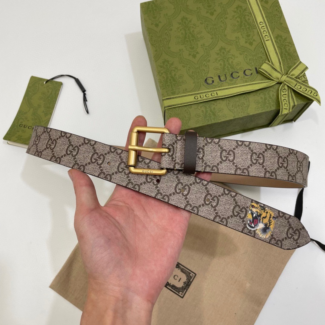 Gucci  老虎印花 宽度3.5cm 复古滚轮针扣