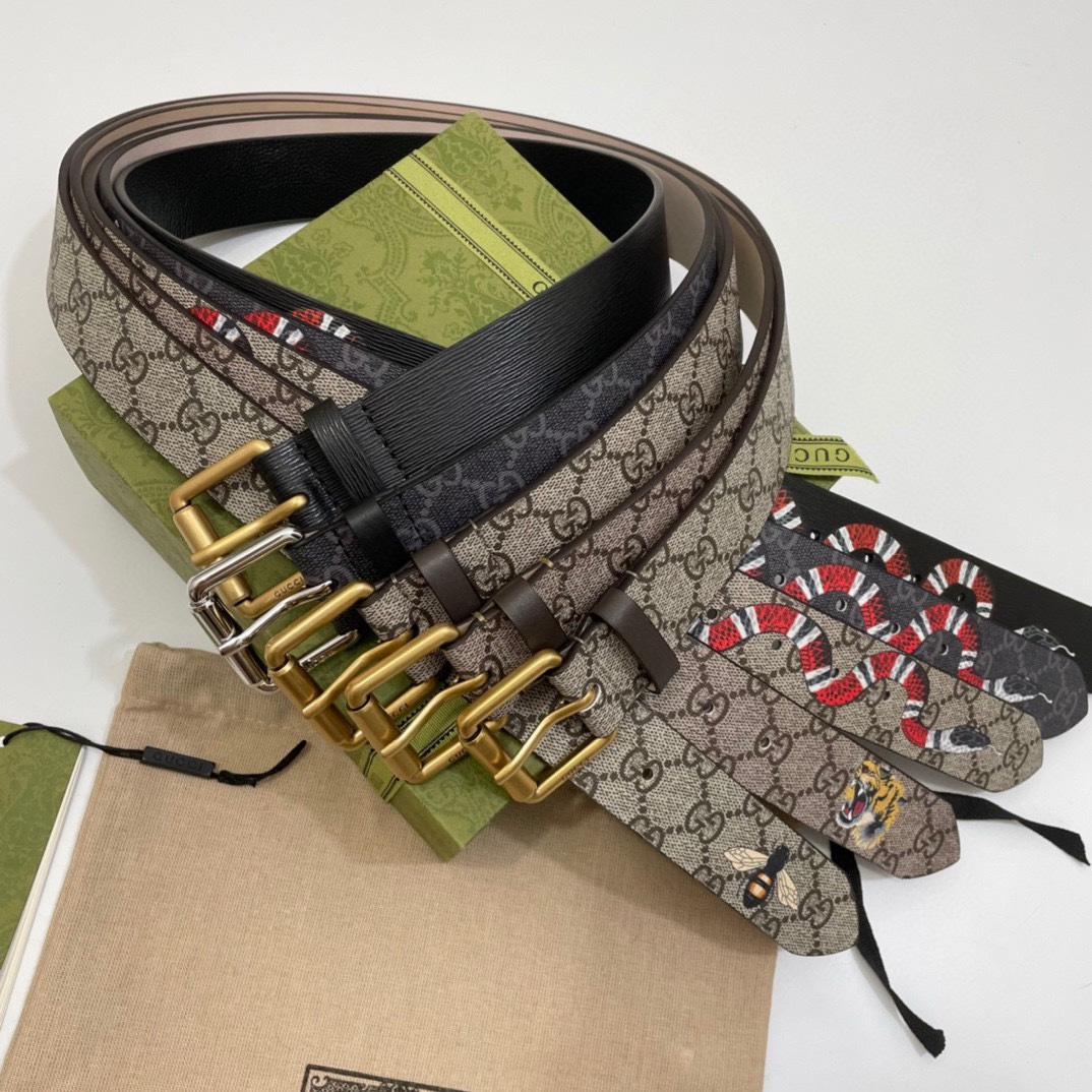 Gucci  老虎印花 宽度3.5cm 复古滚轮针扣