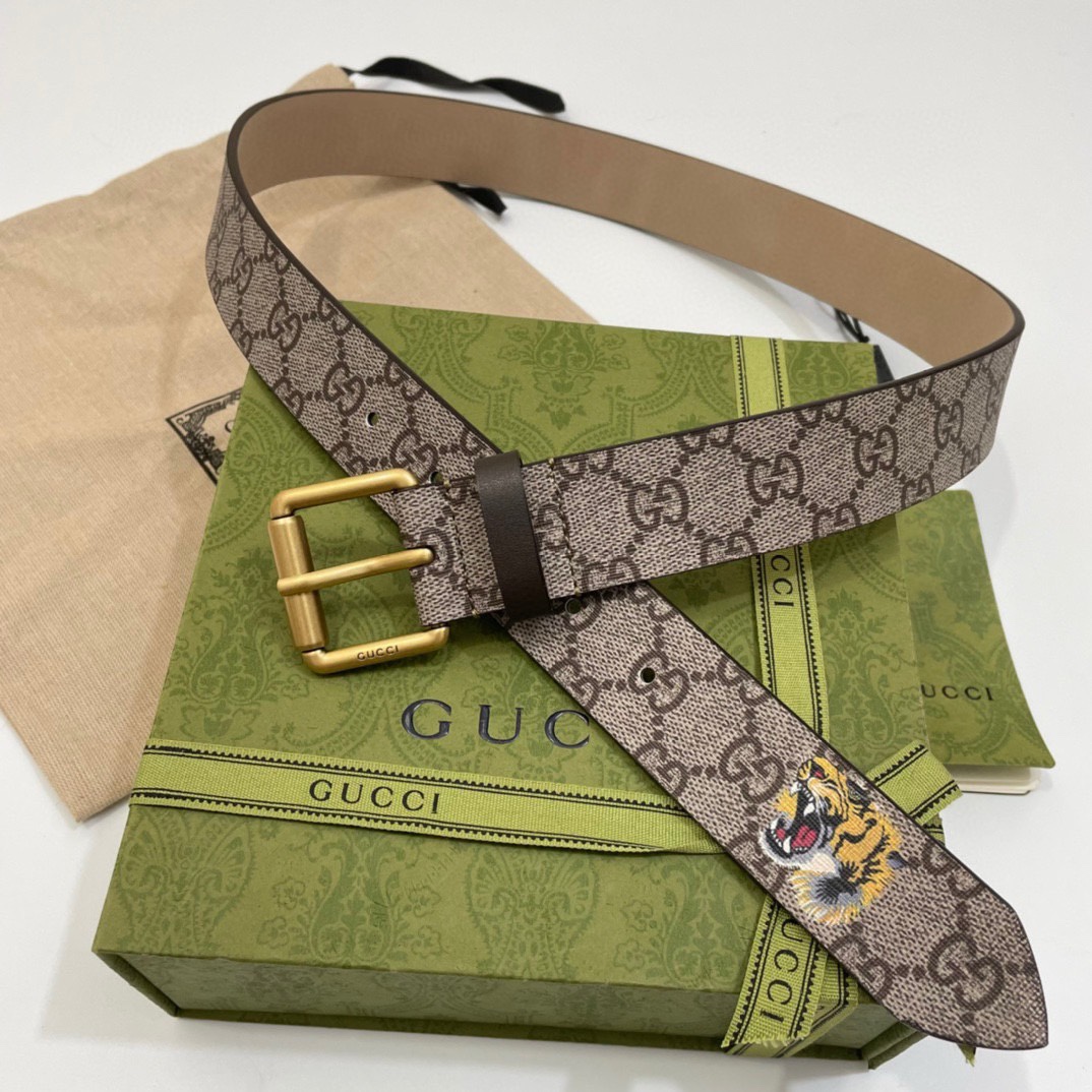 Gucci  老虎印花 宽度3.5cm 复古滚轮针扣
