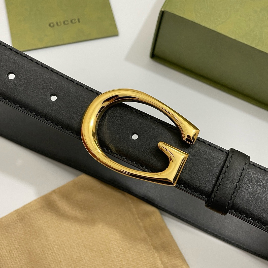 Gucci  BGH0G 窄版3.0cm 优质柔软细腻小牛皮面料 内衬进口专用底料 抛光G字母马鞍扣