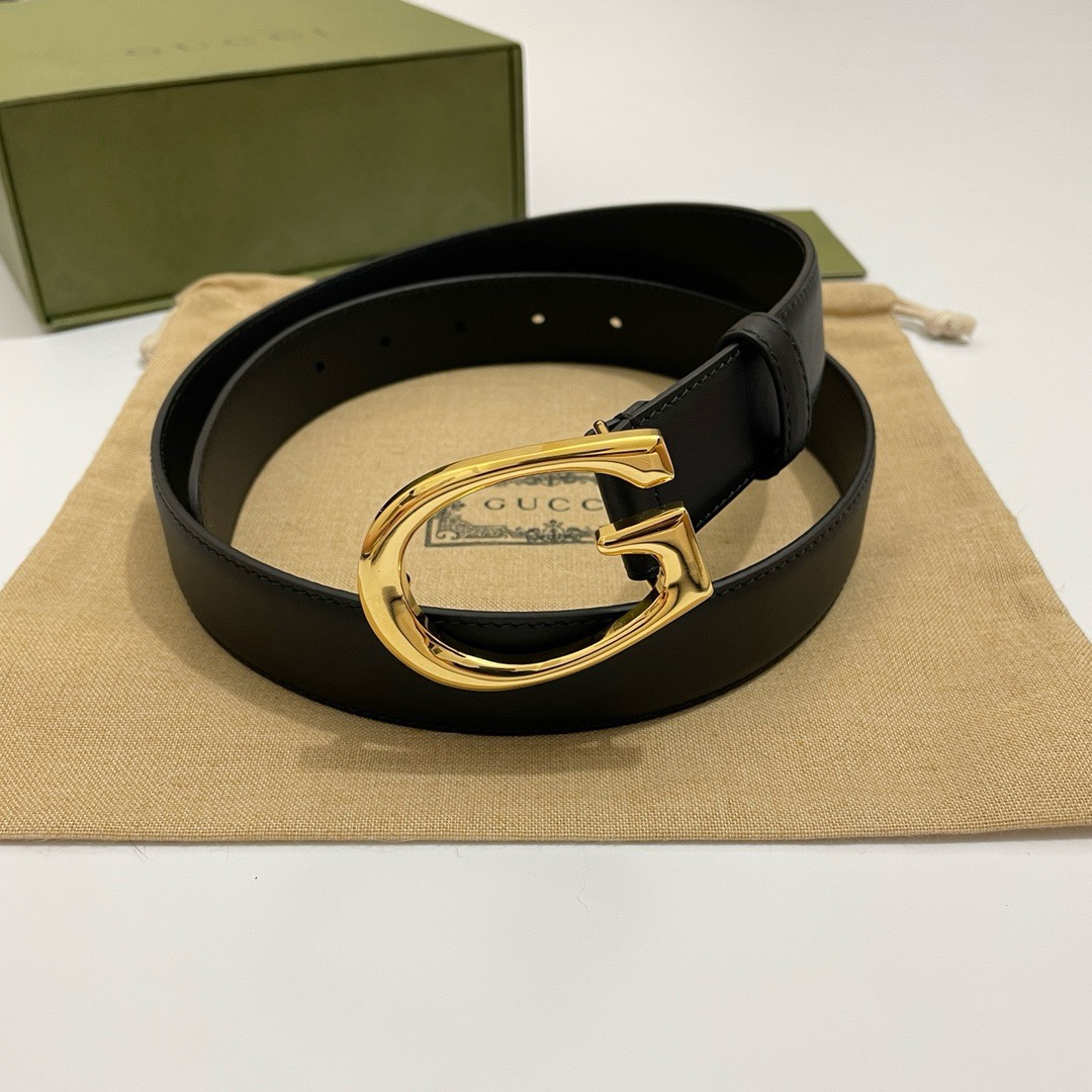 Gucci  BGH0G 窄版3.0cm 优质柔软细腻小牛皮面料 内衬进口专用底料 抛光G字母马鞍扣