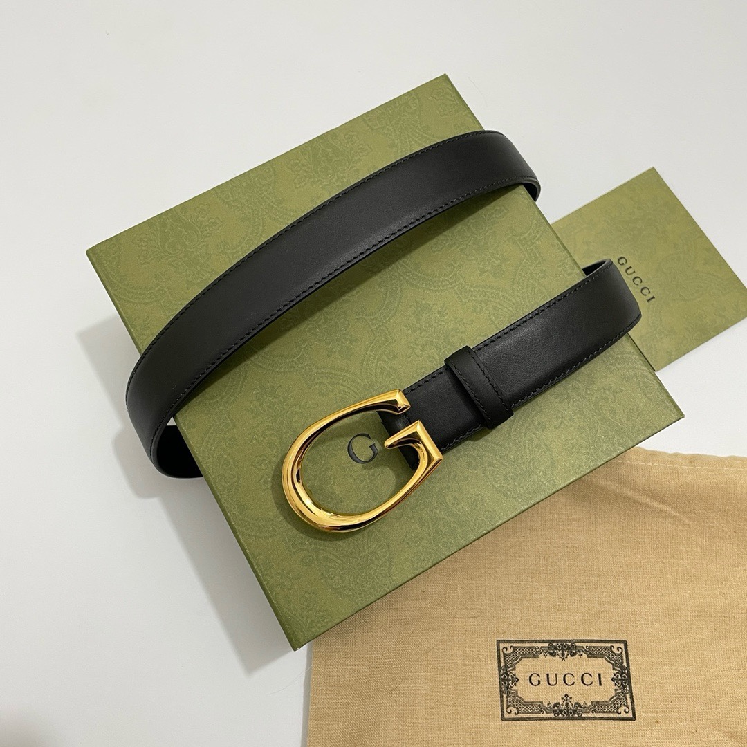 Gucci  BGH0G 窄版3.0cm 优质柔软细腻小牛皮面料 内衬进口专用底料 抛光G字母马鞍扣
