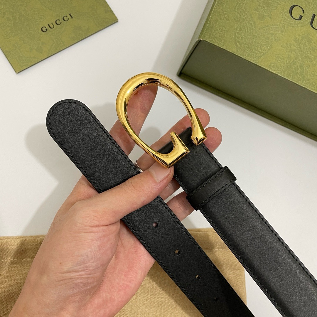 Gucci  BGH0G 窄版3.0cm 优质柔软细腻小牛皮面料 内衬进口专用底料 抛光G字母马鞍扣