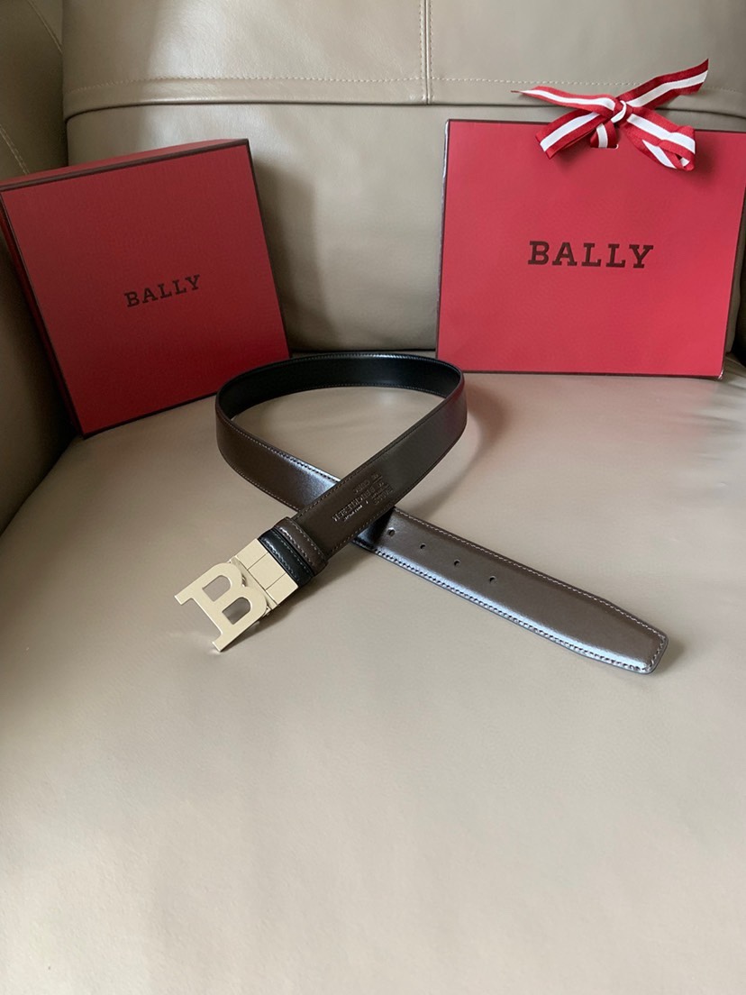 BALLY (巴利) 专柜同款 男款商务休闲双用腰带 宽3.4cm 这款 B 字搭扣正装腰带以黑配咖啡色