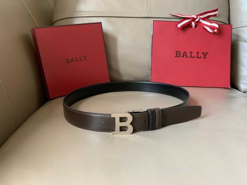 BALLY (巴利) 专柜同款 男款商务休闲双用腰带 宽3.4cm 这款 B 字搭扣正装腰带以黑配咖啡色