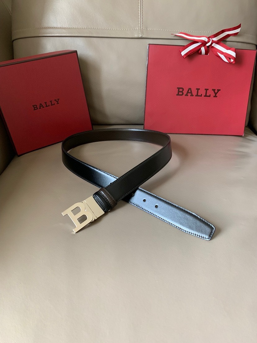 BALLY (巴利) 专柜同款 男款商务休闲双用腰带 宽3.4cm 这款 B 字搭扣正装腰带以黑配咖啡色