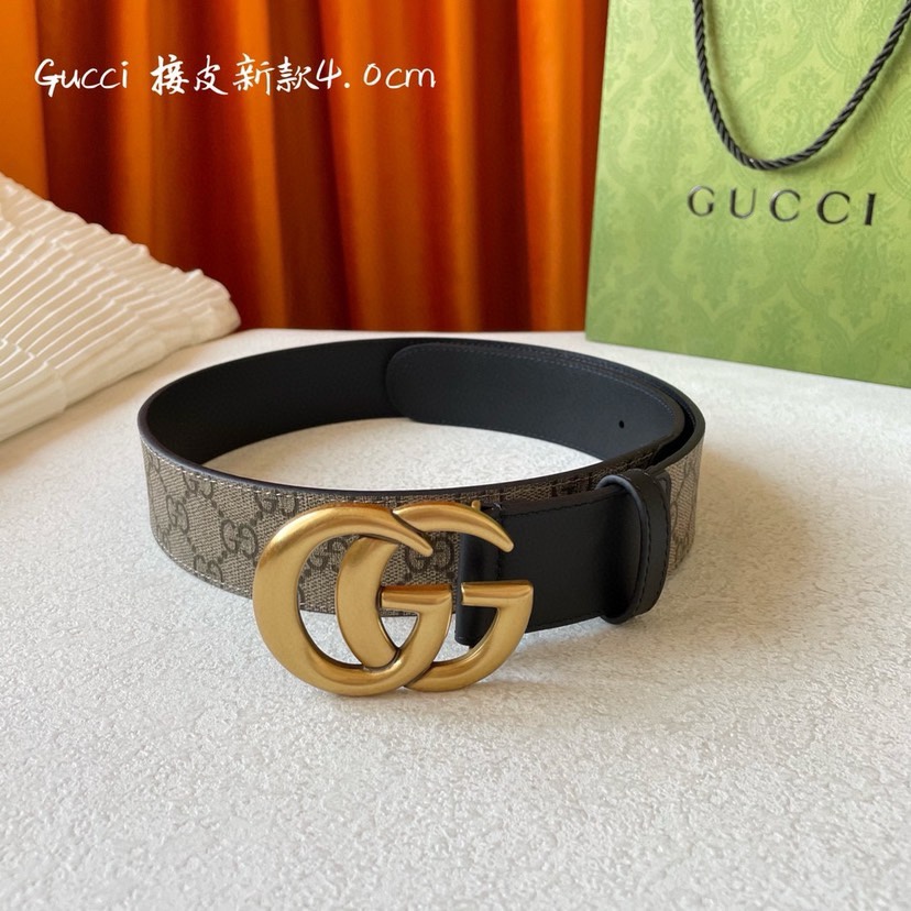 Gucci 新款接皮4.0cm，带身采用进口牛皮皮底，原厂定制，新款专用，扣头采用精品纯铜古铜扣，正品开