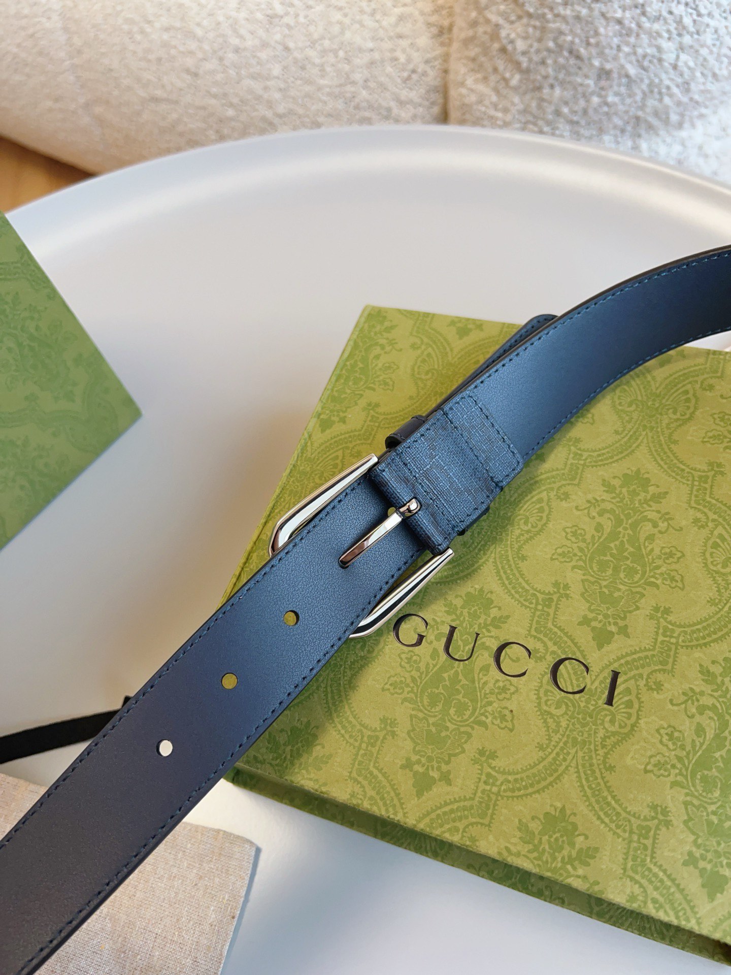Gucci 款号  FABY3 8442 SuPreme PVC老花 进口底 宽度3.5cm 皮圈缝制立