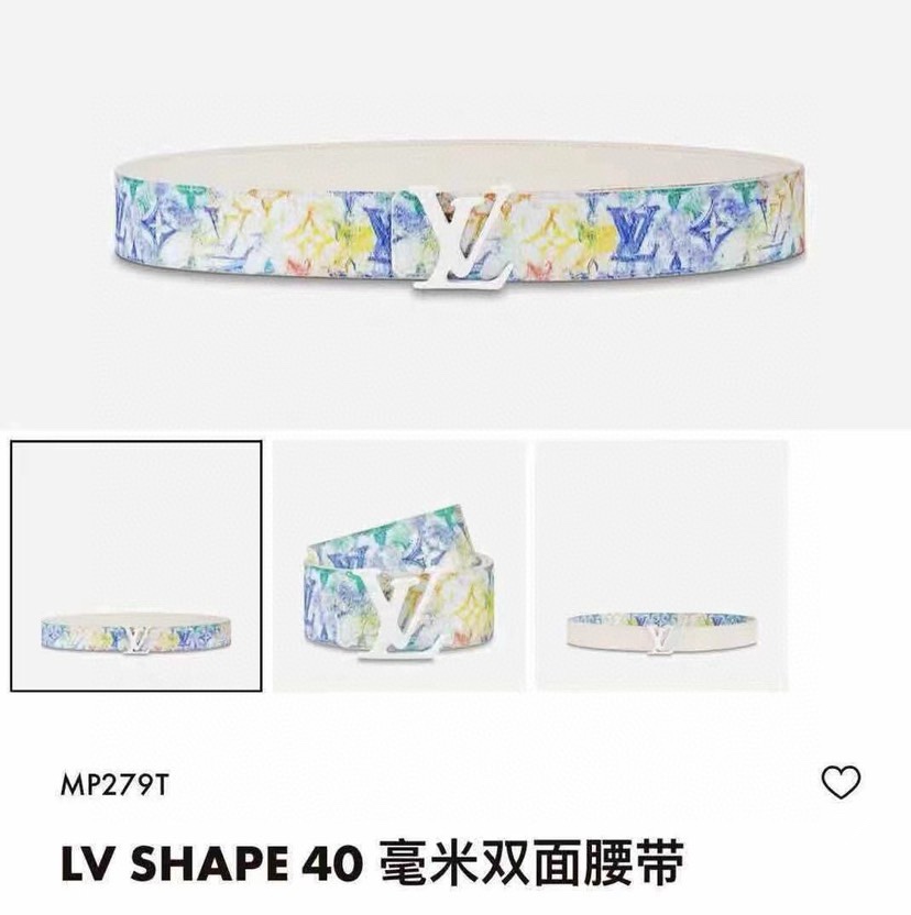 lv专柜同步新款！LV Sha雙面腰帶以全新togo荔枝紋小牛皮 壓花絲印而成的藍色大logo圖案 搭配