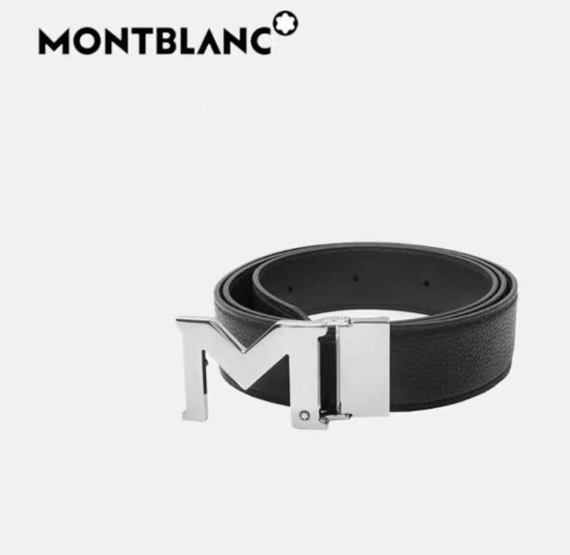 Montblanc万宝龙 宽3.5cm 采用头层牛皮 精品针式扣头 自由裁剪商务休闲皮带