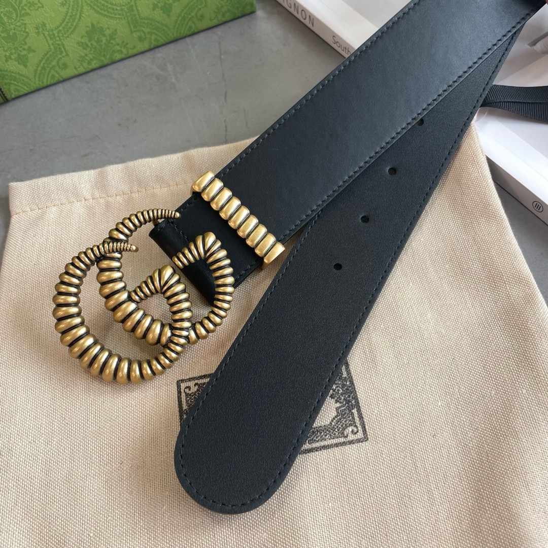 Gucci 专柜新版横标 编码•APOOT 双面进口原厂牛皮材质 宽度4.0cm 新款古铜螺丝双G扣