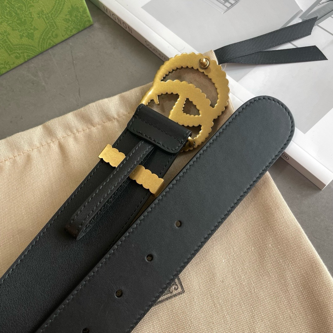 Gucci 专柜新版横标 编码•APOOT 双面进口原厂牛皮材质 宽度4.0cm 新款古铜螺丝双G扣