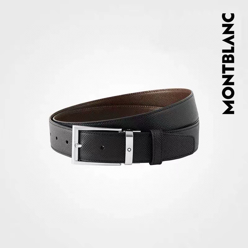 Montblanc万宝龙 宽3.5cm 采用头层牛皮 精品针式扣头 自由裁剪商务休闲皮带