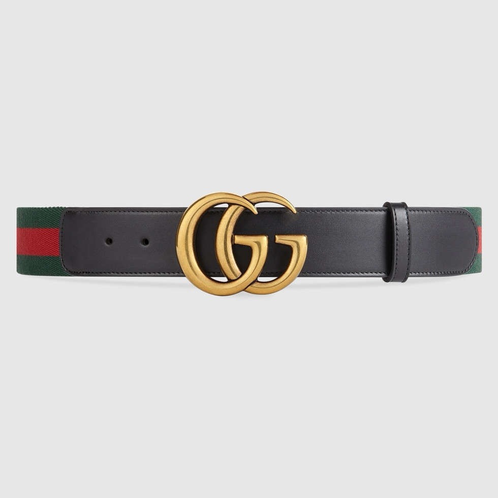 guccci   古奇男款皮带 颜色：黑色，尺寸：3.8cm。带身釆用绿色和红色古驰网带与黑色皮革装饰，