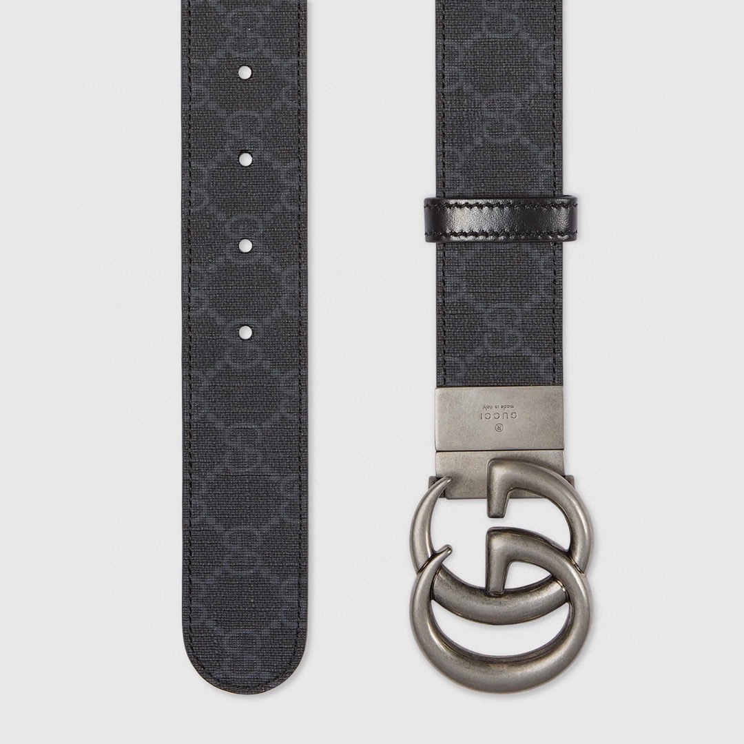 Gucci 编码  92TIN 双面进口原厂牛皮材质 宽度3.7cm 古铜双G旋转扣 双面可用/可裁剪