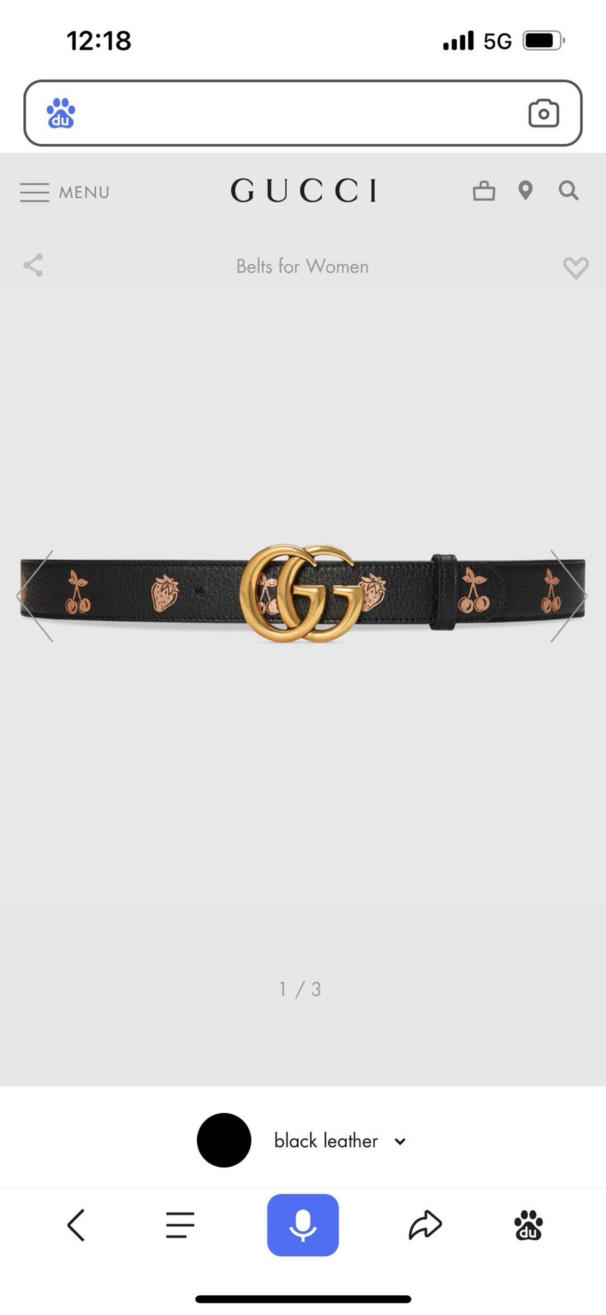 GUCCI 古奇 女士腰带 水果和蔬菜是 Gucci 俏皮精神的象征，它们已经成为当代 House ，这