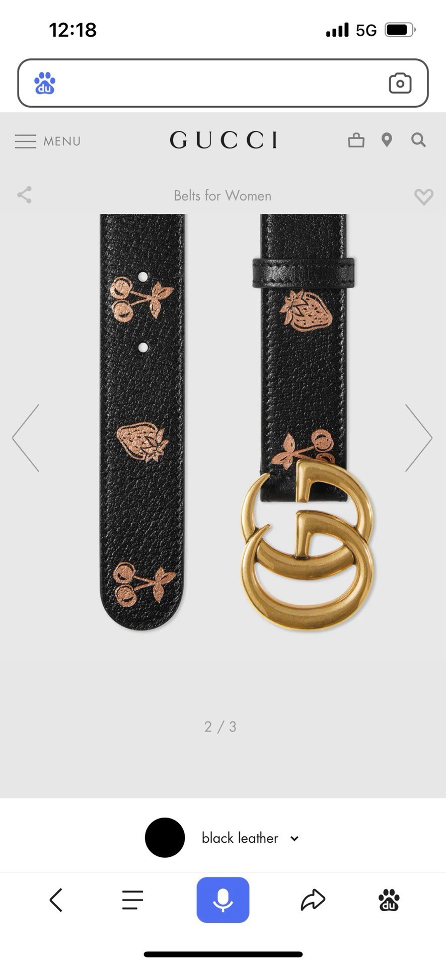 GUCCI 古奇 女士腰带 水果和蔬菜是 Gucci 俏皮精神的象征，它们已经成为当代 House ，这