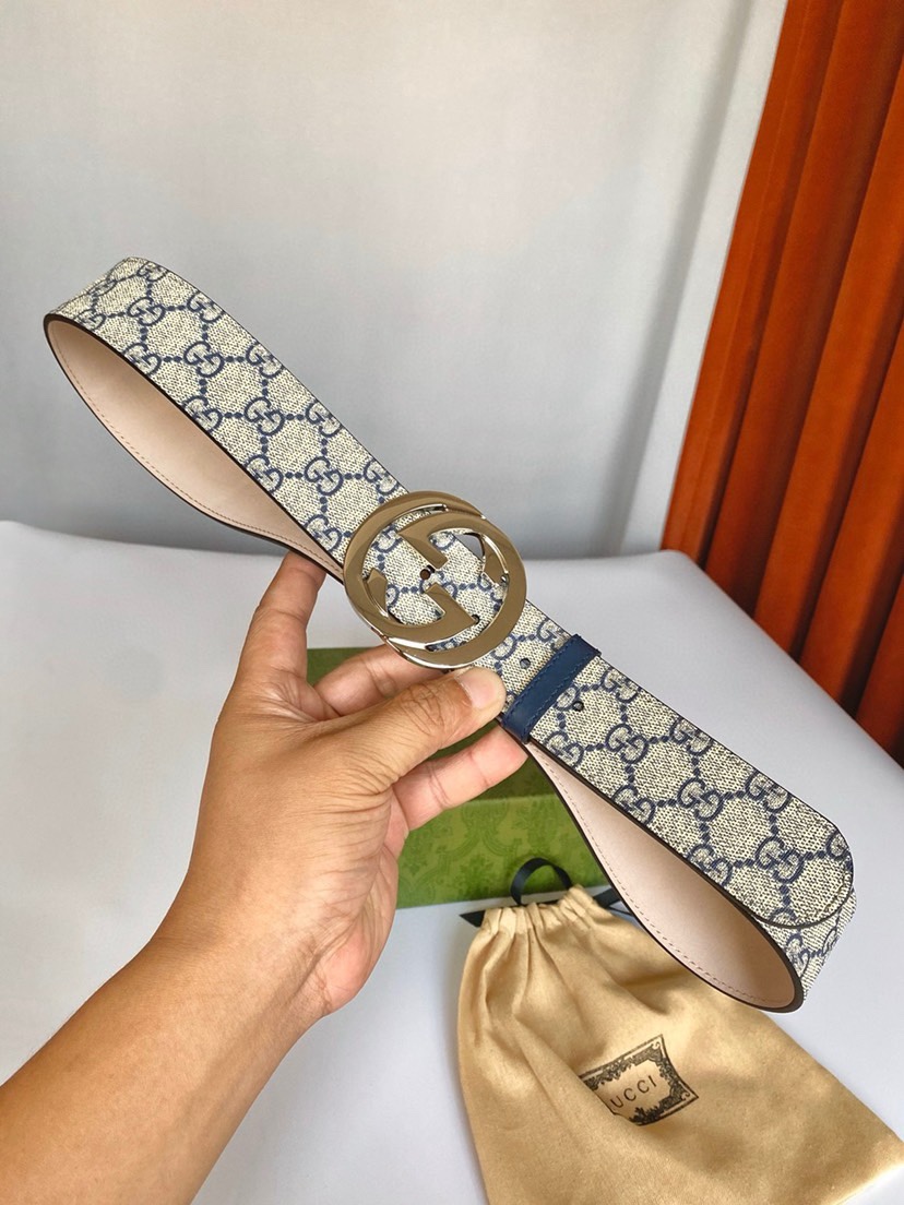 配全套包装原单货Gucci 古琦经典Sueme帆布腰带 原版面料手感凹凸质感十足（非市场普通货） 进口树