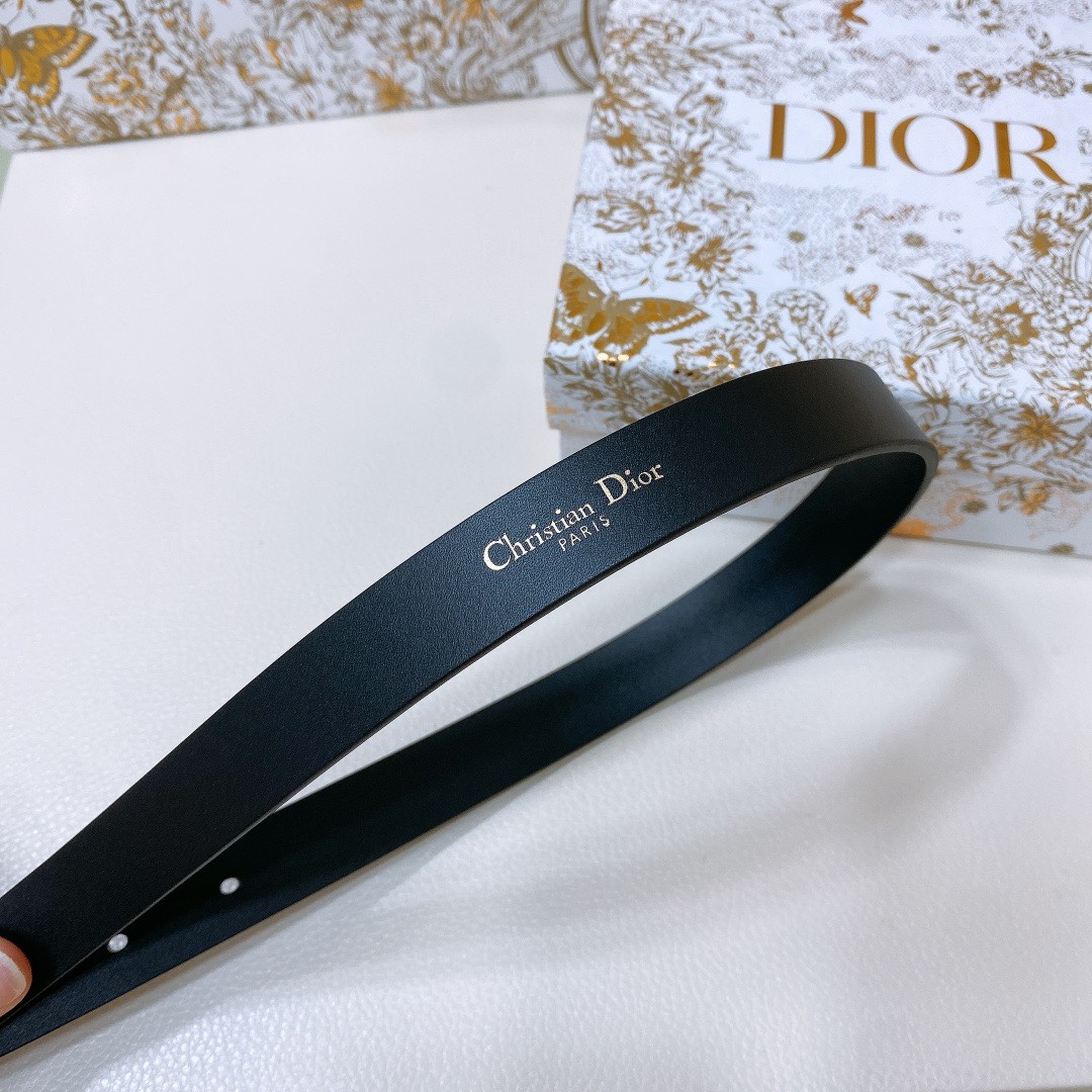 dior 24早春 Métamorphose 腰带 20 毫米黑色光滑牛皮革  超級火蝴蝶搭扣系列