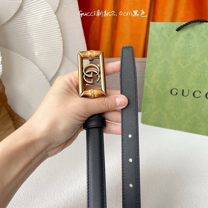 配全套包装 Gucci 经典款面进口小牛皮 搭配原版平纹底  精品方形扣 宽2.0Cm  经典永不过时款