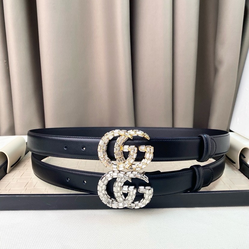 配全套包装古驰Gucci 夏季新款、百搭款式 女士必备（3.0cm）头层牛皮搭配精品铜扣