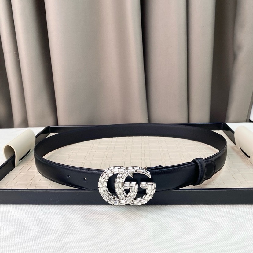 配全套包装古驰Gucci 夏季新款、百搭款式 女士必备（3.0cm）头层牛皮搭配精品铜扣
