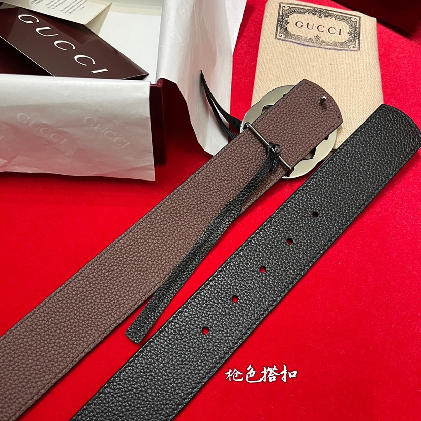 代购级精品 G U C C I 当季新品 男士腰带 4.0毫米