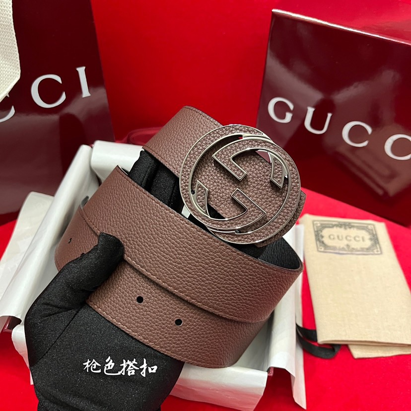 代购级精品 G U C C I 当季新品 男士腰带 4.0毫米