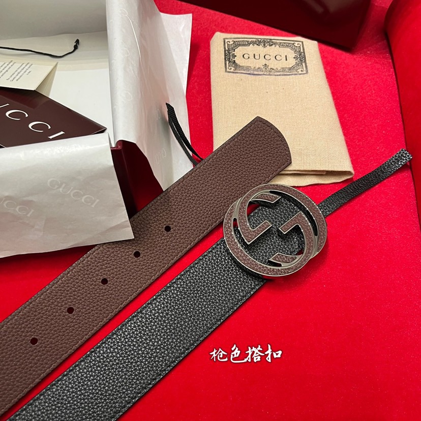 代购级精品 G U C C I 当季新品 男士腰带 4.0毫米