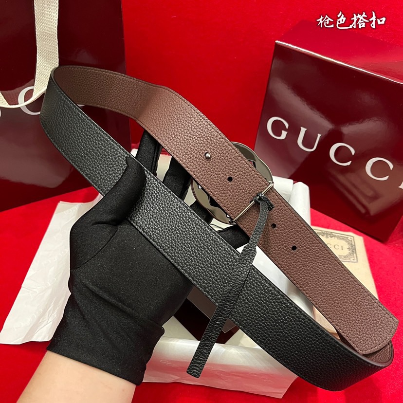 代购级精品 G U C C I 当季新品 男士腰带 4.0毫米
