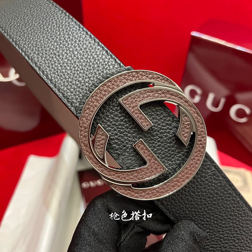 代购级精品 G U C C I 当季新品 男士腰带 4.0毫米