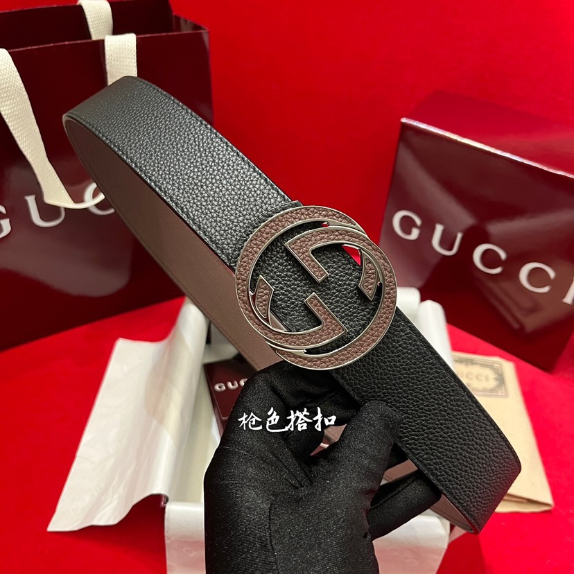 代购级精品 G U C C I 当季新品 男士腰带 4.0毫米