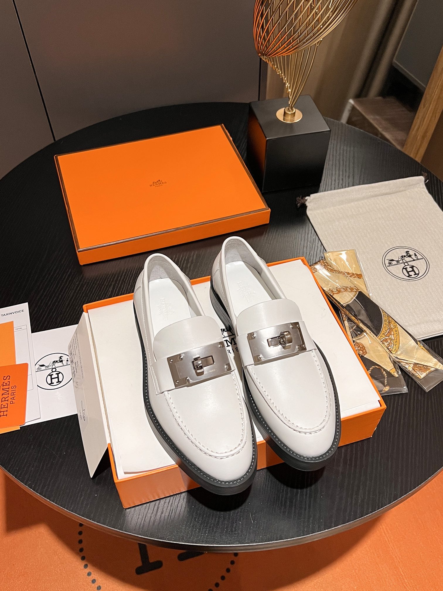 Hermes Shoes Loafers Calfskin Cowhide Sheepskin