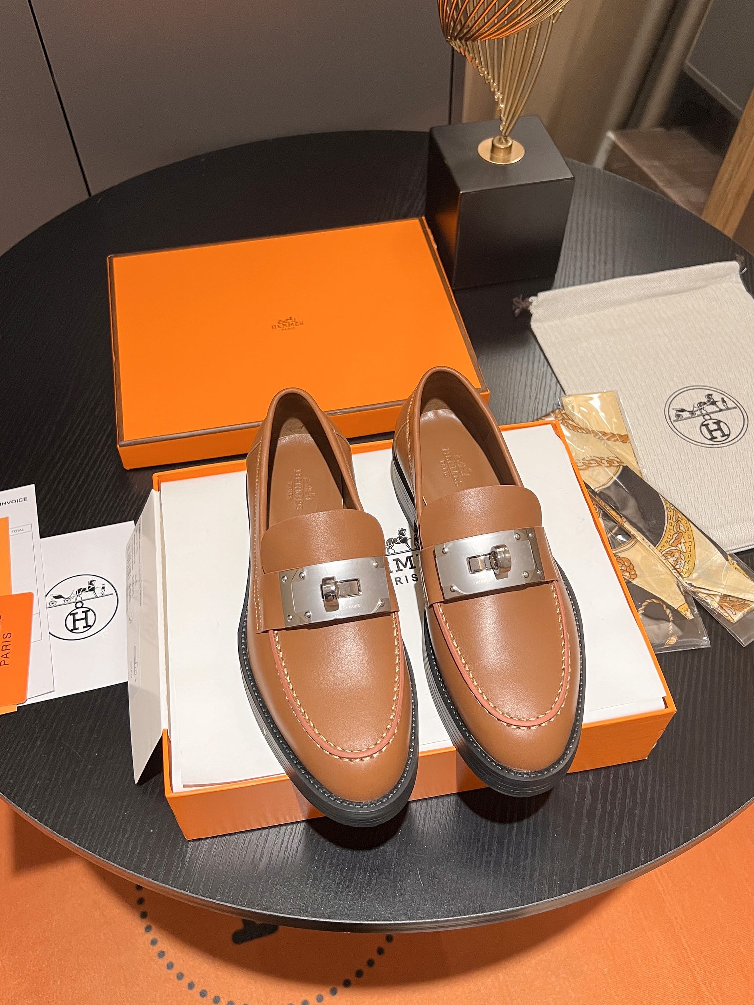 Hermes Shoes Loafers Calfskin Cowhide Sheepskin