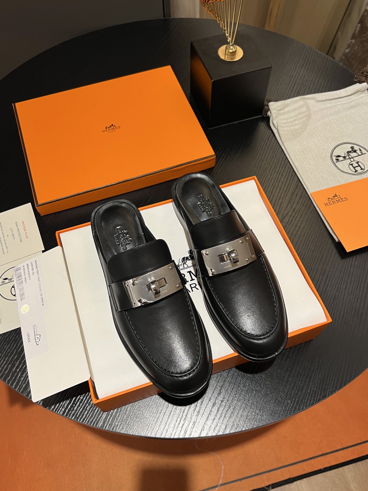 Hermes Shoes Half Slippers Calfskin Cowhide Sheepskin