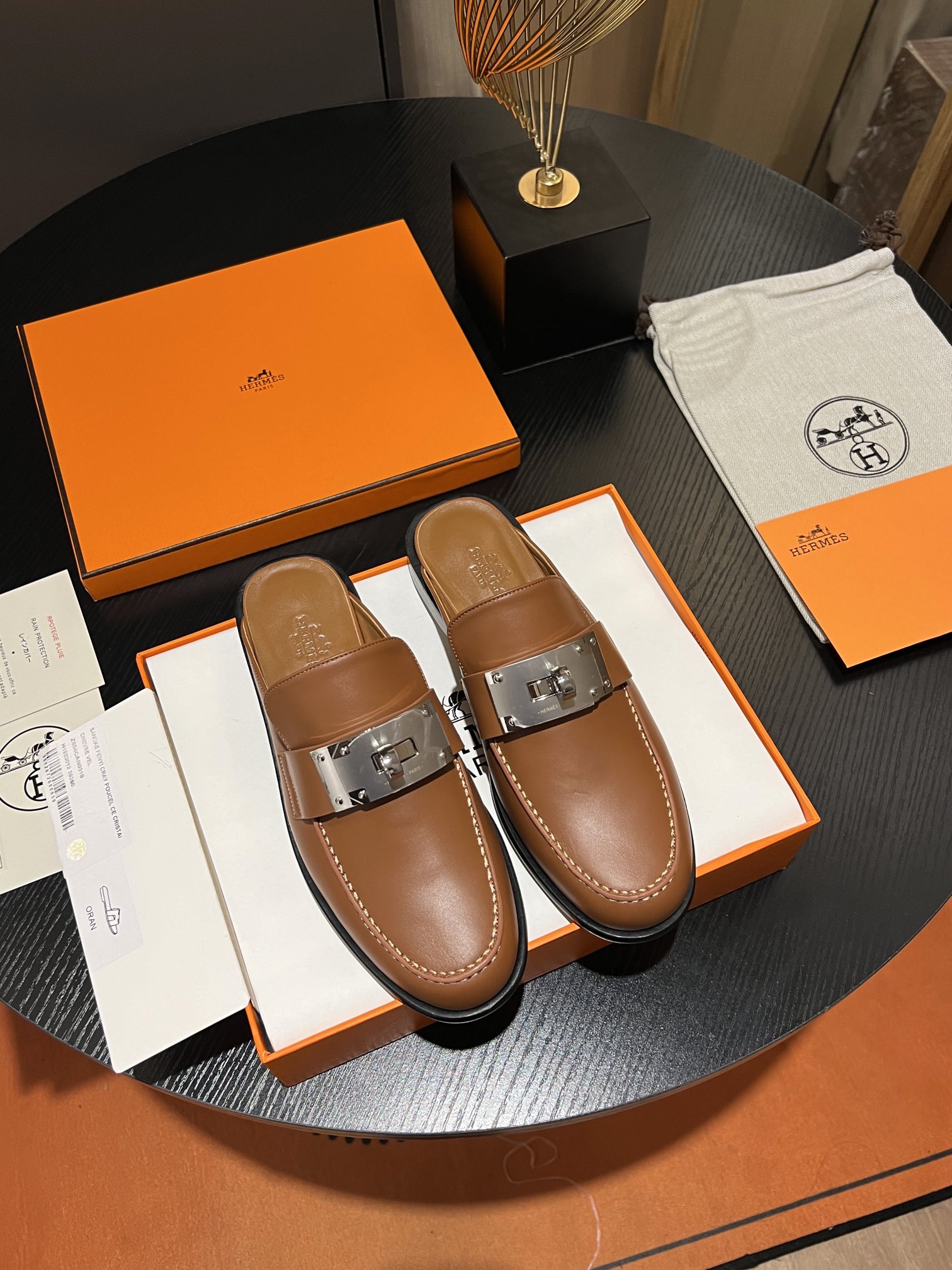 Hermes Shoes Half Slippers Calfskin Cowhide Sheepskin