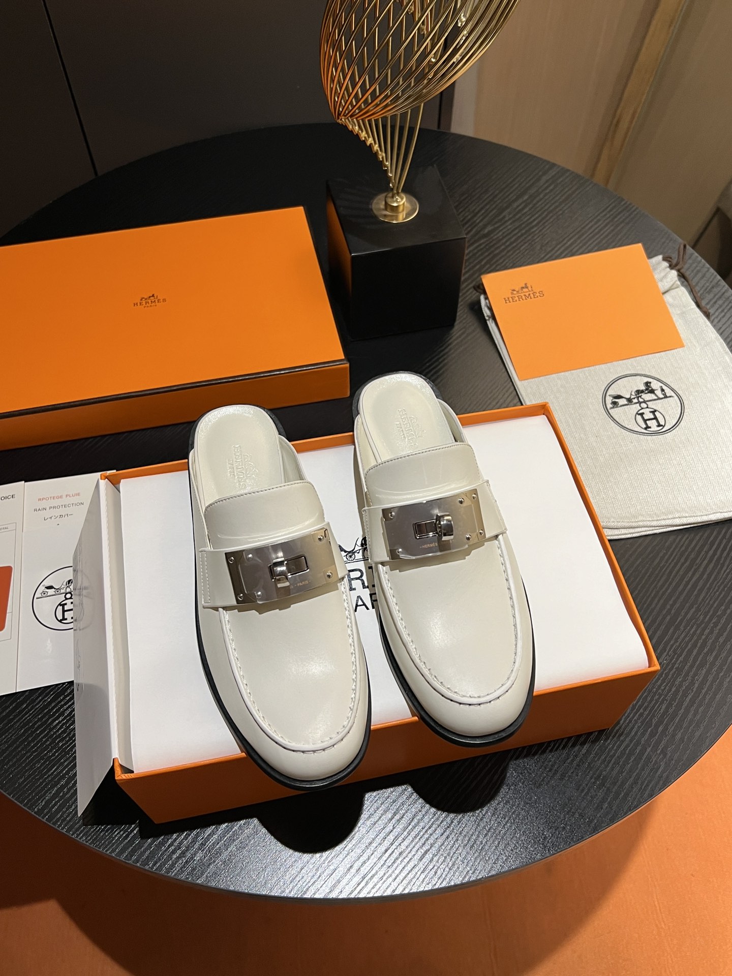 Hermes Shoes Half Slippers Calfskin Cowhide Sheepskin