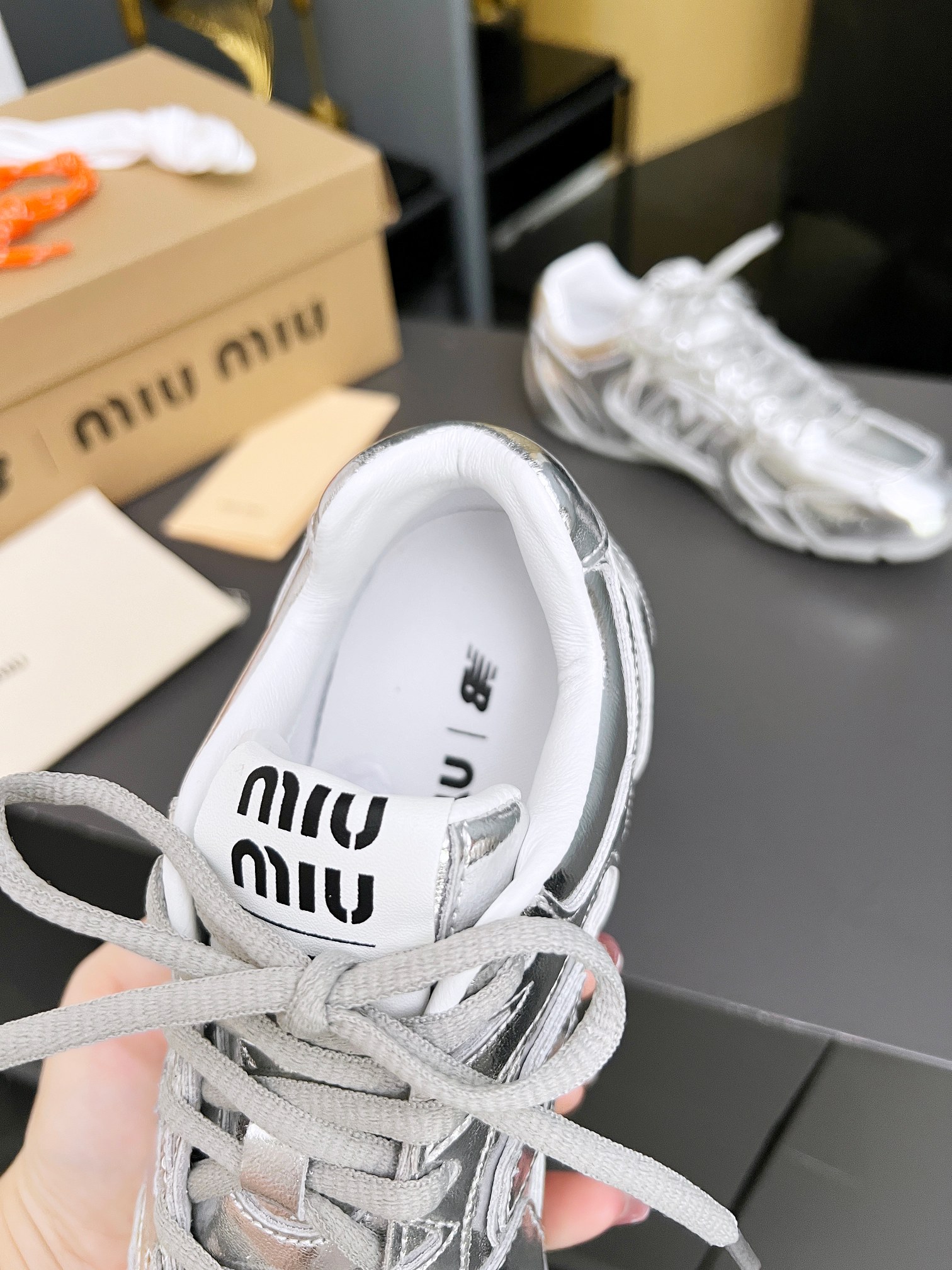 Miu Miu x New Balance 530 Silver Leather Sneakers Designer Shoes 10 a1719220789748 3204