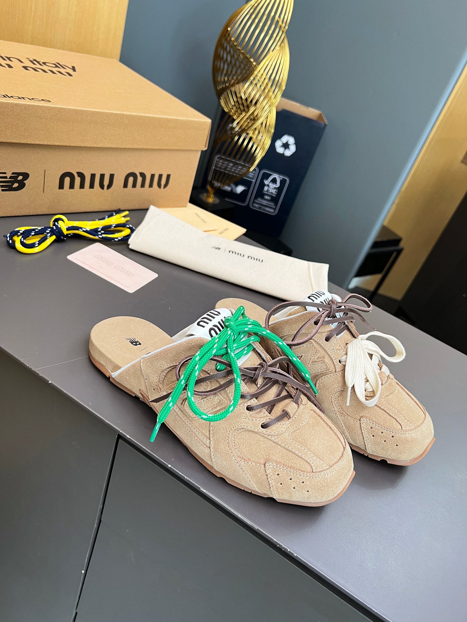 Miu Miu x New Balance 530SL Leather Slides Sneakers Brown Beige 2 a1725896169596 3384