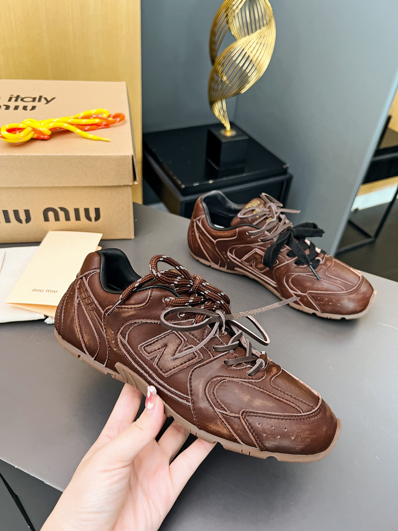 Miu Miu x New Balance 530 Brown Leather Sneakers Unisex Shoes 1 a1727356902881 8240